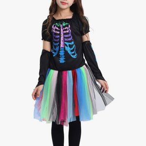 Funky Punky Bones Costume Cosplay Halloween Costume For Kid Size Small 4-6 year